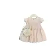 [Novos Produtos de Verão] Roupas Infantis, Estilo de Verão para Meninas, Mangas Vazadas, Laço, Doce Vestido de Princesa, Vestido Colete para Bebê Menina