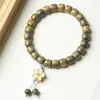Novo Bracelete Argentino de Sândalo Verde Estilo Chinês com Ágata Cinza Cinco Sutras para Homens e Mulheres Pulseiras de Brinquedo de Madeira Atacado