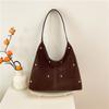 Bolso de Axila de Terciopelo de Gran Capacidad Europeo y Americano para Mujer 2025 Nuevo Bolso de Mano Versátil de Primavera Bolso Tote de Hombro con Perlas