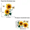 Nuevas Pegatinas de Pared Frescas de Girasol, Mariposa y Abeja para Sala de Estar, Dormitorio, Entrada, Ventana, Decoración de Gabinetes Pegatinas Mla151