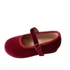 Zapatos de boda Mary Jane estilo Chanel pequeños, zapatos de terciopelo para niños, zapatos sencillos para niñas, zapatos de bebé de punta poco profunda, zapatos de abuela, zapatos Hanfu