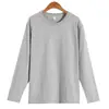 Camiseta de manga larga de 210 g, 100% algodón, Nuevo estilo primavera y otoño, Cuello redondo, Color liso, Corte holgado, Capa base resistente para hombre, Estilo fino