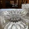 Prato de Frutas de Vidro de Cristal Medieval Folhas e Gotas de Orvalho Tigela de Sobremesa Suporte para Velas Prato de Salada Mini Prato de Cristal Prato