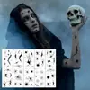 Tatuagens Faciais de Halloween Quebradas Novos Adesivos para Rosto Venda Quente Transfronteiriça Maquiagem de Terror Preta Adesivos de Tatuagem Impermeáveis Peculiares