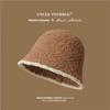 Sombrero Negro de Punto Felpa Sombrero de Pescador para Mujer Otoño e Invierno Estilo Coreano Cabeza Grande Sombrero de Cubo Cálido Sombrero de Cubeta para Cara Pequeña Moderno