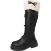 Botas de Caballero Retro Elegantes, Dulces y de Moda con Lazo y Tacón Grueso para Mujer en Otoño e Invierno con Diseño de Estilo Hada