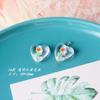 Pendientes de acrílico transparente con forma de pingüino, con perlas de imitación y estampado de flores, hechos a mano, accesorios para manualidades.