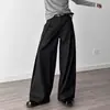 Calça pantalona plissada tridimensional, calça casual de silhueta evasê para homens, novo design de verão, calça solta e fluida de comprimento total