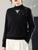 Direto do FabricanteNovo Suéter de Tricô Feminino Gola Alta Meia Cor Sólida Curto Espesso Moda Camisa Básica Outono/Inverno