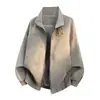 2026 Nova Jaqueta de Couro para Motociclista Gola Alta Solta Estilo Retrô Americano Outono/Inverno Cardigan Casual Plus Size para Homens