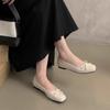 Tamancos Vovó Planos Estilo Francês Slip-On Fada para Mulheres, Sapatos Rasos Slip-On Quadrados Retro Primavera 2025 para Mulheres