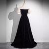 Vestido Negro de Lujo Ligero Nicho de Alta Gama Temperamento Celebridad Bir Graduación Piano Arte Prueba Un Hombro Dos Usos