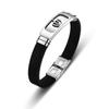Venta caliente de Temu pulsera personalizada de acero de titanio hueco para hombre joyería pulsera de silicona de acero inoxidable suministro transfronterizo