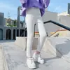 Pantalones de lápiz finos para niñas, estilo coreano, ajustados, leggings elásticos en blanco y negro para niños