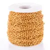Corrente de aço inoxidável com gravação de cruz, corrente em formato O de aço titânio banhada a vácuo em ouro, corrente para DIY, colar, pulseira, com corrente, atacado