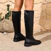 Botas Tallas Grandes para Mujer 2025 Nuevas Otoño e Invierno Punta Redonda Sin Rodilla Botas Altas de Jinete para Mujer Tacón Grueso Botas Altas