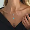 Joias Transfronteiriças Europeias e Americanas, Colar Quadrado Geométrico de Diamante Simples e Moderno, Colar Personalizado Multicamadas Criativo com Corrente Fina de Contas Redondas