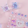 PQ Cristal Água Diamante DIY Decoração de Diário 3D Coração de Pêssego Fofo Diário Transparente Adesivos de Recompensa para Crianças