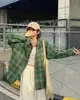Camisa de Manga Longa Xadrez com Gola Polo Estilo Retrô Americano para Mulheres Primavera e Verão 2026 Novo Estilo Jaqueta de Rua Relaxada Top Solto