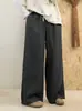 Pantalones holgados de algodón y lino para otoño, nuevos pantalones rectos de algodón para primavera-verano, pantalones largos de cintura elástica, pantalones tipo harén para mujer, casual