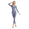 Conjunto de Algodón Puro para Mujer de Color Sólido Ropa de Otoño y Pantalones Capa Base Suéter 100% Algodón Chica Estudiante Ropa Interior Térmica Delgada Otoño e Invierno