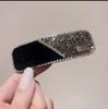 Cadena de garra estilo coreano Pasador de terciopelo negro con garra de rotura lateral de diamante con clip superior de pasador roto Tocado Accesorios para el cabello