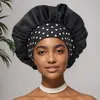 Gorro de Dormir con Banda Elástica de Alta Elasticidad, Gorro Redondo de Satén de una Sola Capa Transfronterizo, Gorro de Quimioterapia de Moda Europea y Americana para Mujer, Gorro para el Cuidado del Cabello