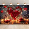 Tela de Fondo para el Día de San Valentín 2026 Transfronteriza Nuevo Adorno de San Valentín Amazon Muñeco Colgante de Oso Tela de Pared de Flores para Fotografía