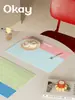 Mantel de Cuero a Cuadros con Bloques de Color, Impermeable, Resistente al Aceite, Limpiable con Paño, Lavable, Alfombrilla de Ratón de PVC, Posavasos, Posaplato, Alfombrilla Aislante de Calor