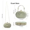 Bolso de Perlas de Alta Gama para Vestir de Noche, Bolso de Mano de Nicho para Mujer, Clutch Elegante Redondo para Qipao, Bolso de Mano para Vestido Estilo Socialité