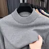 Suéter anti-pilling masculino de alta qualidade para comércio exterior transfronteiriço, nova camisa base de malha de cor sólida com gola alta e mangas compridas para outono e inverno