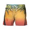 Pantalones de Playa de Verano Hoja de Plátano Impresión Digital 3D Pantalones de Playa Casuales Modernos Shorts para Hombre