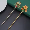 Pasador de mariposa de tres flores con incrustaciones de diamantes, color que no se desvanece, electrochapado en aleación, adorno para el cabello de estilo antiguo, Hanfu, cheongsam