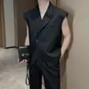 Verano 2023 nuevo chaleco casual para hombre estilo Hong Kong juvenil color liso Moda chaleco de una fila de dos botones chaleco