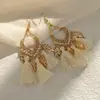 Novos Brincos Longos com Franjas Tecidos de Pena Estilo Étnico Retrô para Mulheres, Brincos Vazados Boêmios de Alta Qualidade