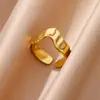 Anillo de apertura simple de acero inoxidable bañado en oro nuevo transfronterizo anillo de ola minimalista para mujer anillo ajustable venta al por mayor