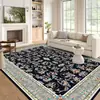 Alfombra persa vintage de estilo europeo para sala de estar, sofá, mesa de café, felpa refrescante para pies, alfombrilla de suelo lavable de cachemira sintética