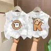 Camiseta Chaleco Tie-Dye para Niños y Niñas Verano Estampado de Dibujos Animados Niños Delgado Sin Mangas Moda Casual Top Sin Mangas