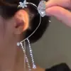 Brincos de Clipe para Orelha Borboleta com Franjas e Strass Microincrustados, Únicos e Estilosos, Não Furados, Brincos de Clipe de Moda de Luxo Leve