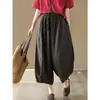 Pantalones Casuales de Algodón y Lino para Mujer, Verano Cintura Elástica con Cordón Pantalones Harem Sueltos, Pantalones Linterna de Retazos Vintage para Mujer