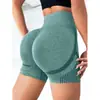 Pantalones de Yoga en Stock Sin Costuras de Cintura Alta Ajustados Glúteos de Durazno Secado Rápido de Alta Intensidad Entrenamiento Fitness Pantalones Cortos Deportivos Sin Costuras para Mujer