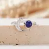 Anel de Pedra Listrada Vermelha do Mar do Sul Jasper Verde Dourado Pedra Natural Aobao Caibao para Mulheres Prata Esterlina s925 Anel de Dedo da Lua