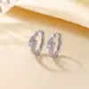 Yuebao Jewelry Aro de Oreja de Plata de Ley S925 Cepillado Ola Diamante Individual ins Fresco Minimalista Aro de Pendiente Versátil de Gama Alta