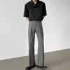Calças Masculinas Casuais Pretas de Corte Solto Levemente Flare com Forro de Lã, Estilo Novo Outono/Inverno 2025, Comprimento Extra Longo, para Trabalho e Dia a Dia