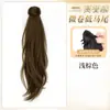 Peluca de coleta rizada y ondulada de lana con borde natural sin costuras y clip de garra para mujer, peluca realista esponjosa y de estilo relajado