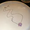 Estrella Floral Diamante Trébol Sueño~Juego de Collar y Pendientes de Flor de Circonita de Lujo Ligero Joyería para Clavícula de Gama Alta