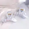 Novo Estilo Presilha de Cabelo Cauda de Peixe com Fita e Pérolas, Tamanho Médio, Super Estilo Fada, Presilha Tubarão, Fresca e Versátil, para Penteados Meio Presos e Coques