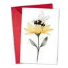 Cartões de felicitações de abelha e flor em aquarela prontos, lindos cartões em branco com tema natural pintados à mão com conjunto de envelopes