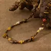 Collar Maillard de Cuentas de Piedra Ojo de Tigre Natural y Cuentas de Vidrio Cadena para Clavícula Cadena Creativa de Empalme de Alta Gama Cadena para Suéter de Otoño e Invierno