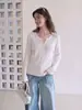 Suéter de tricô elegante e feminino com decote V liso, uma peça versátil e estilosa para mulheres, nova coleção 2026